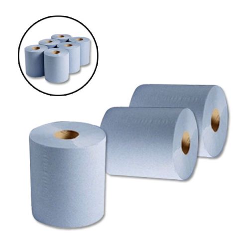 blue roll 2 ply centre feed embossed kitchen cleaning hand towel tissue paper wipes rolls