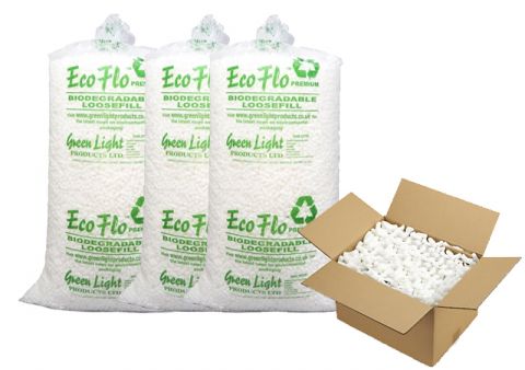Eco flo biodegradable loose fill packaging packing peanuts chips bag poly polystyrene peanuts