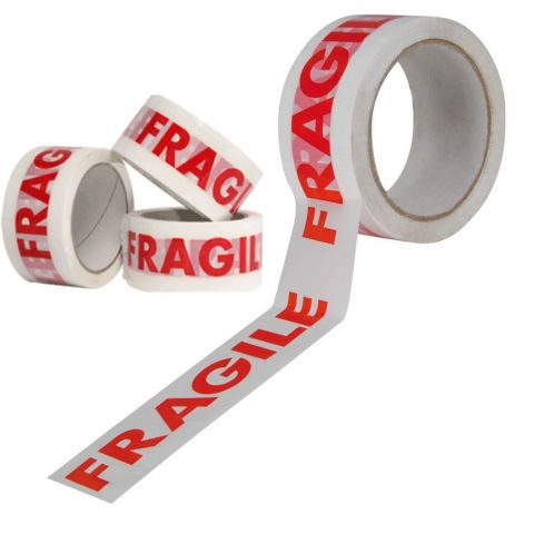 Fragile tape parcel packing sealing carton box red and white tape roll
